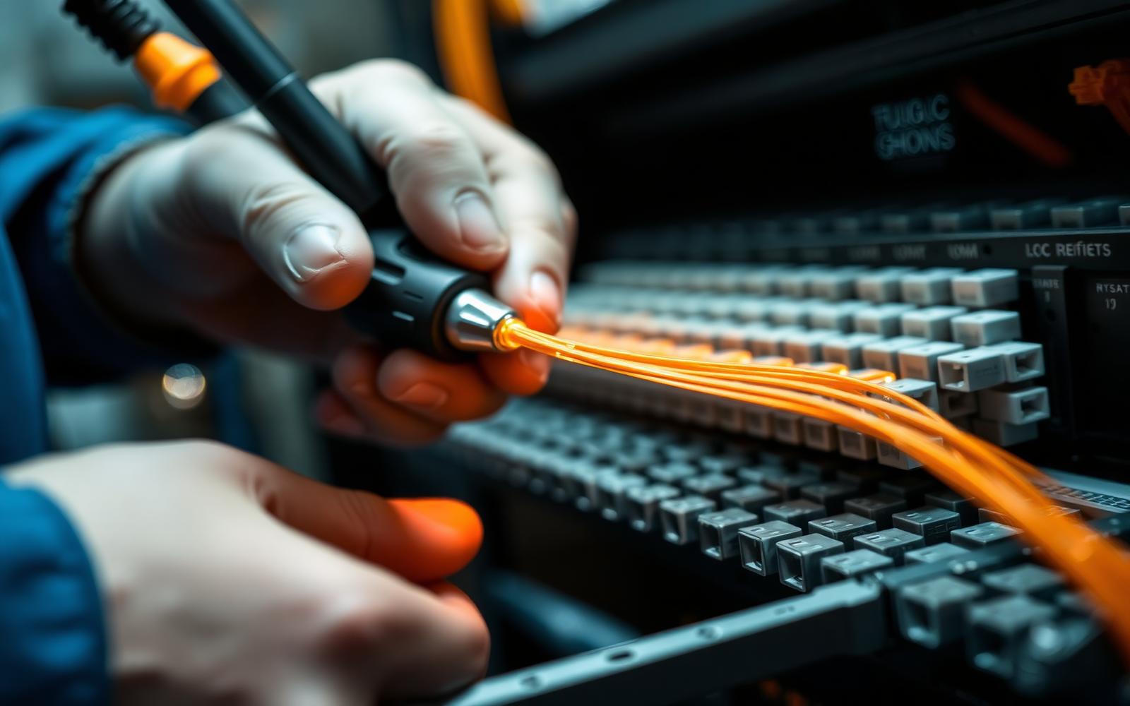Fiber optic termination with orange OM4 strands